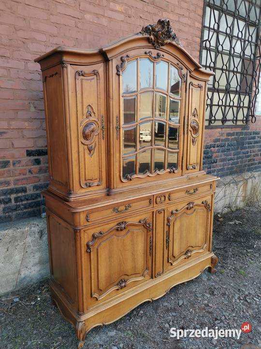 Dębowy kredens rocaille witryna antyk transport dolnośląskie Wałbrzych