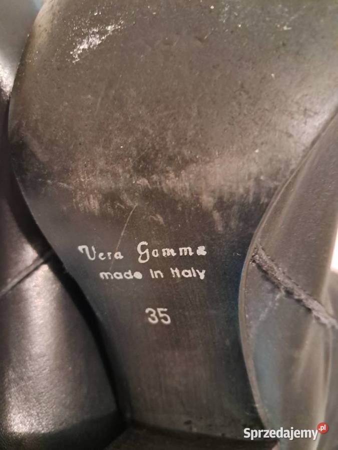 Buty damskie włoskie skórzane kozaki czarne Vera Kozaki Kraków sprzedam