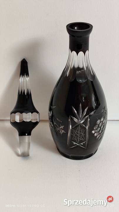 Karafka Kryształowa Rubinowa Pięknie Szlifowana