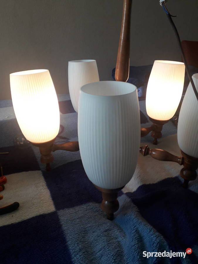 Żyrandol drewniany pięcioramienny Łódź