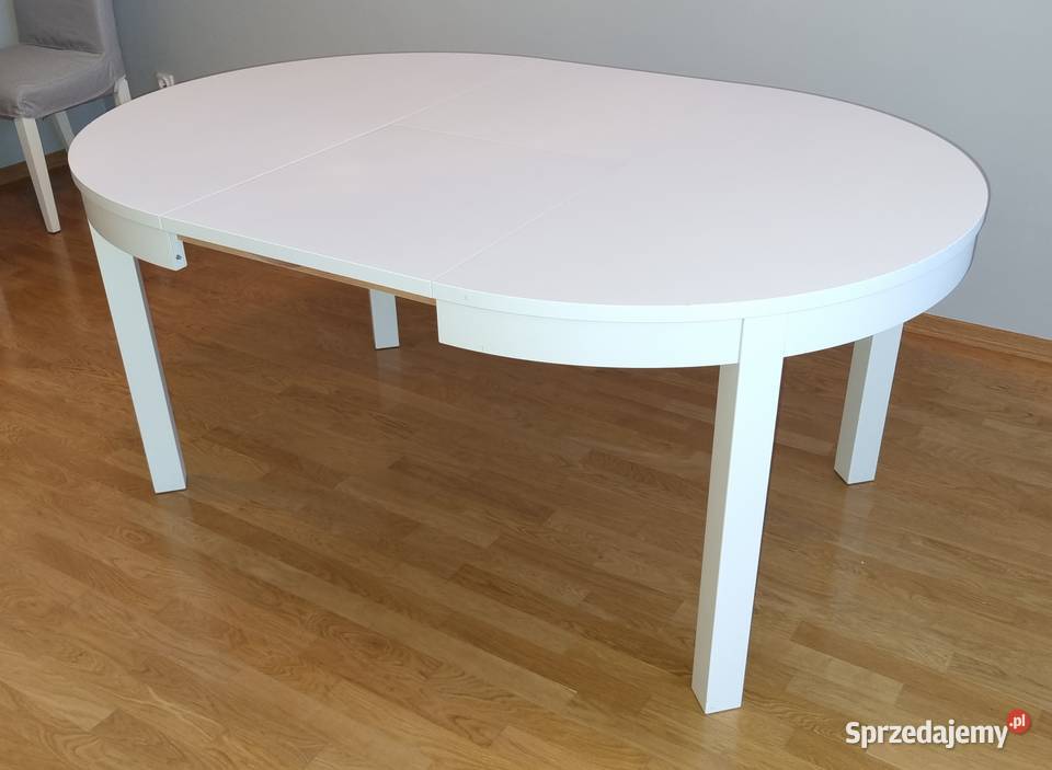 Biały okrągły stół IKEA BJURSTA 115 rozkładany