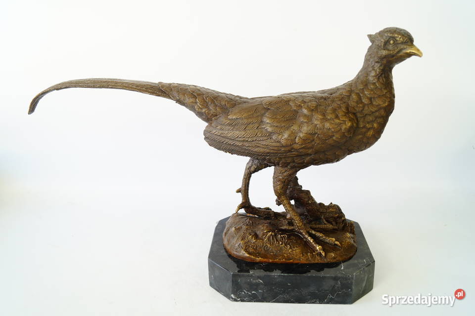 DUŻY BAŻANT figura z brązu rzeźba myślistwo Gizałki