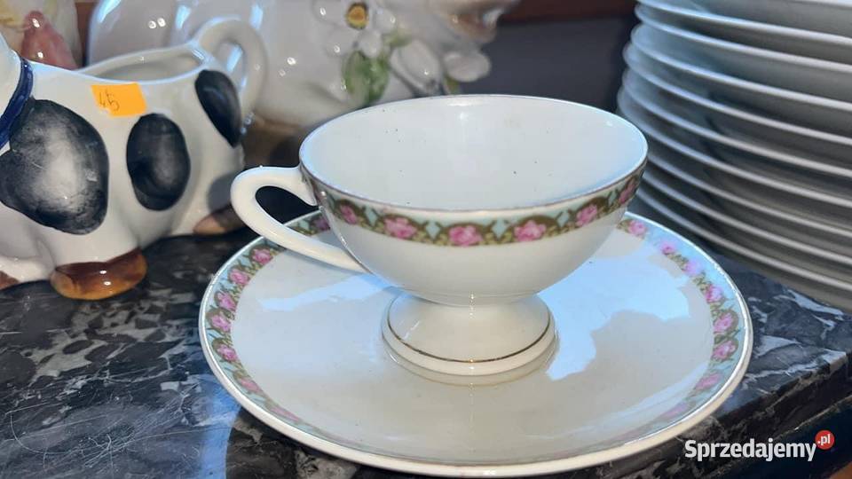Filiżanka na stopie z różyczkami Do espresso Antyki, Sztuka, Kolekcje pomorskie Gdańsk