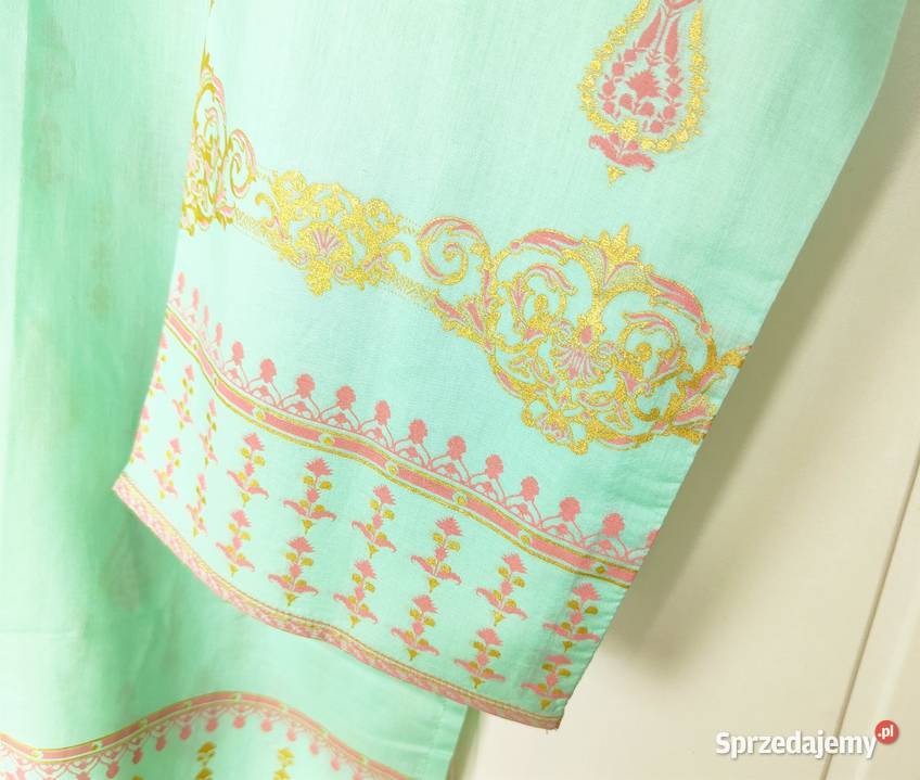 Nowa indyjska tunika kameez M 38 miętowa wzór Bluzki i koszule