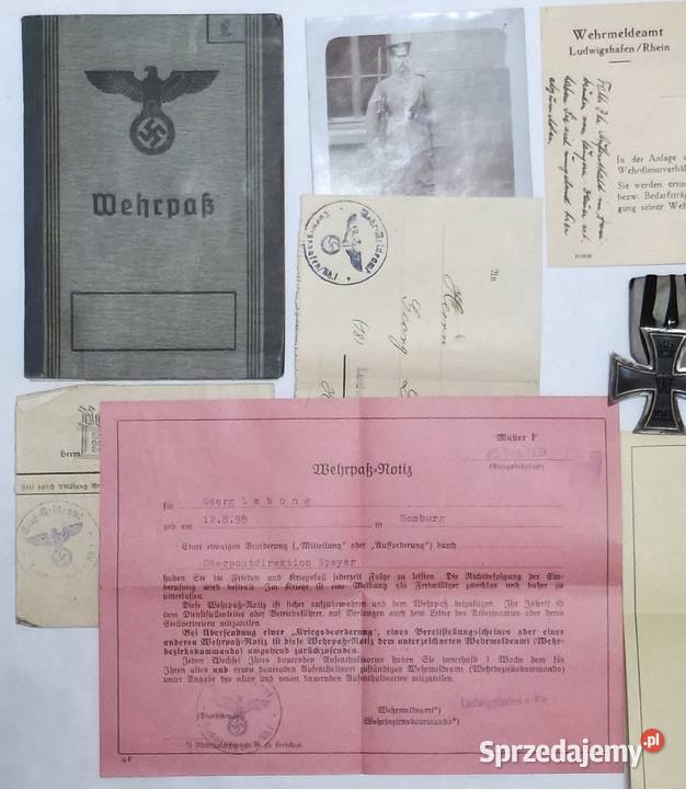 Odznaczenia Dokumenty z Okresu Wojny III Rzesza Gliwice sprzedam