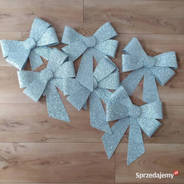 Duża 30x37 kokarda srebrna złota