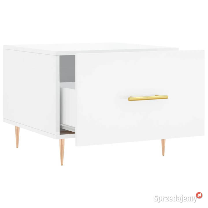 Stoliki kawowe 2 białe z połyskiem 50x50x40