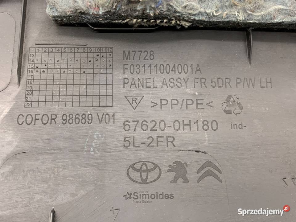 BOCZEK DRZWI LEWY PRZÓD TOYOTA AYGO II podkarpackie