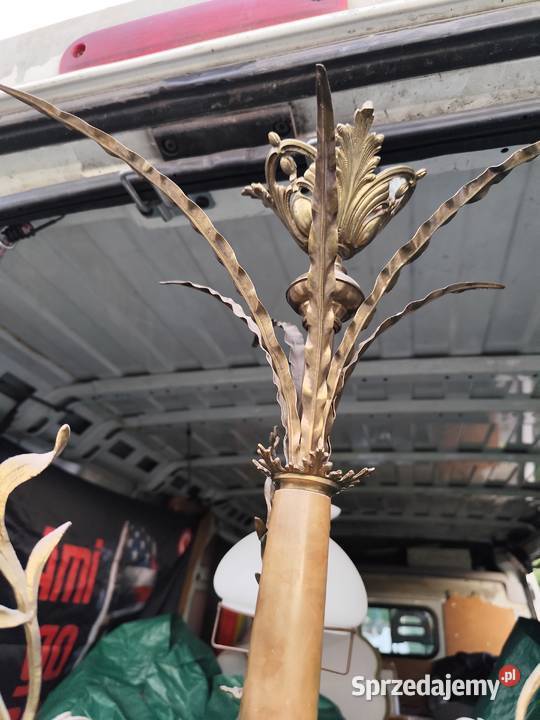 Stary mosiężny żyrandol hand made Lubin