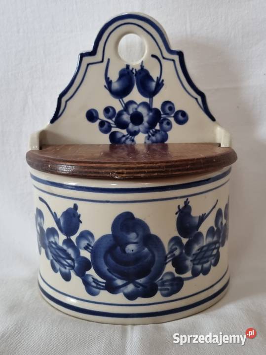 Ceramiczna solniczka ścienna z malunkiem ala Akcesoria kuchenne Warszawa