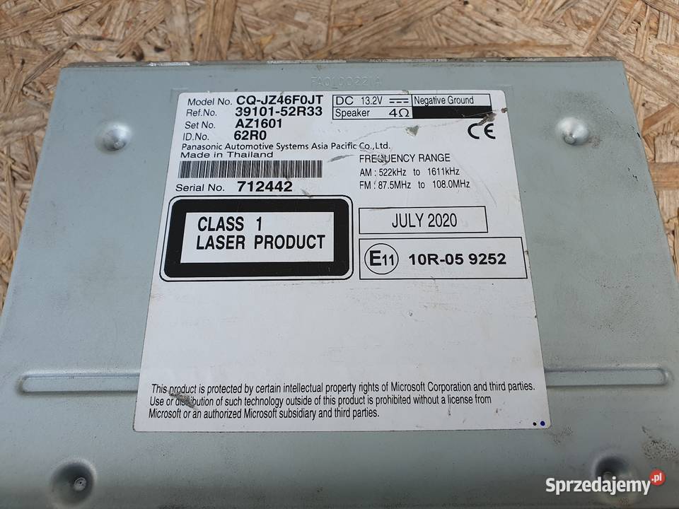 SUZUKI SWIFT MK8 RADIO 3910152R33 Międzychód