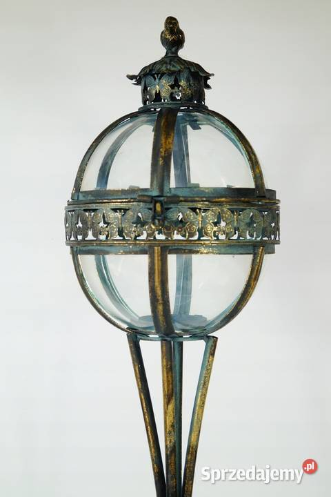 Metalowy lampion LATARNIA gięte szkło piękna wielkopolskie Gizałki