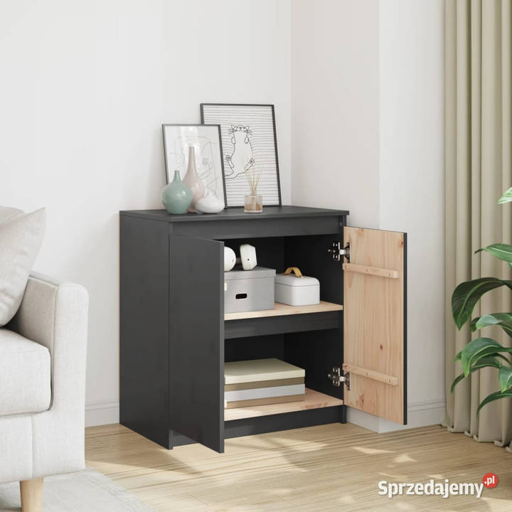 Szafka boczna szara 60x36x65 lite drewno sosnowe