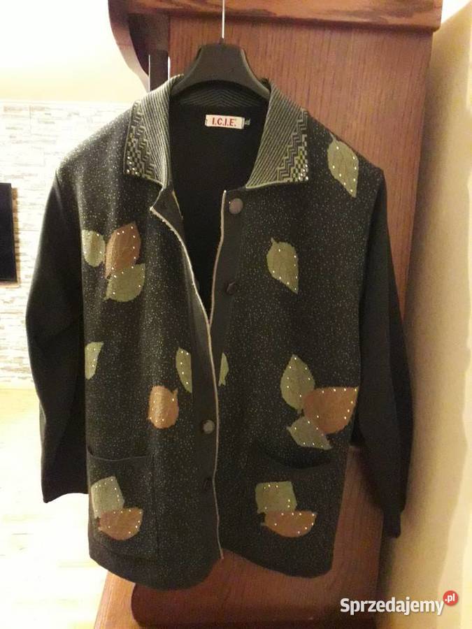 NIESPOTYKANY sweter z wzorem liści modny kolor Spytkowice