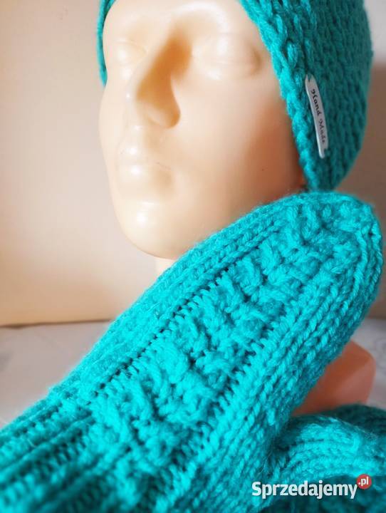 Turkusowe rękawiczki komplet z opaską 65 Olsztyn