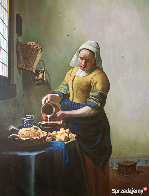 Obraz olejny ręcznie namalowany Mleczarka Jan Antyki, Sztuka, Kolekcje mazowieckie Warszawa