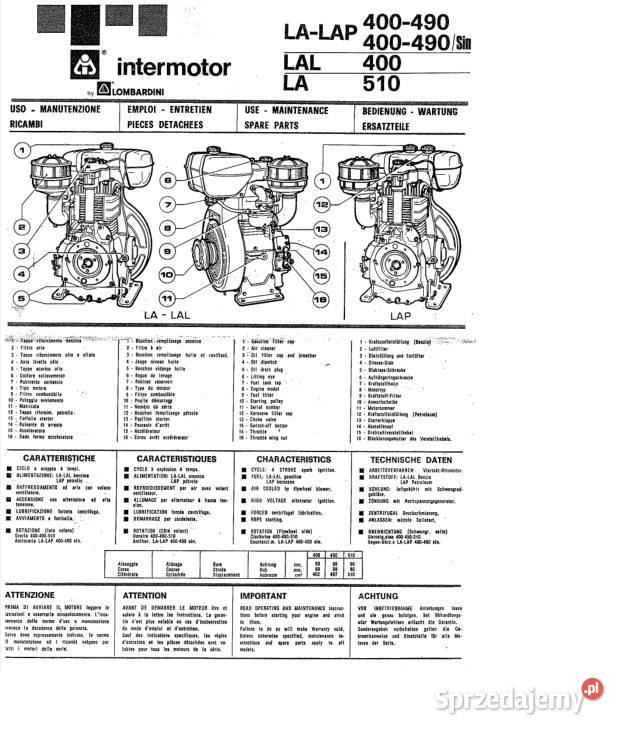 LOMBARDINI 400490510 instrukcja katalog części Kielce