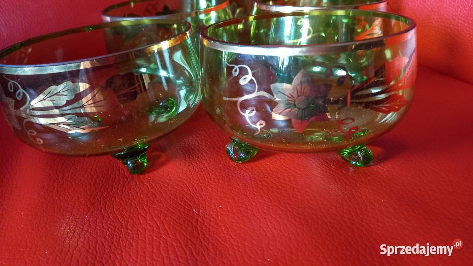 Miseczki z lat 70 zieleń i złoto