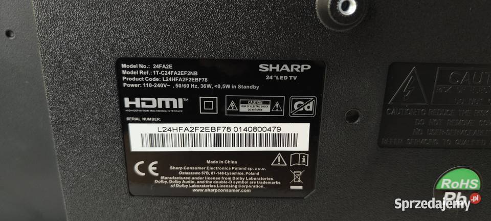 Telewizor LED Sharp 24FA2E 24 60 Pozostałe Łódź