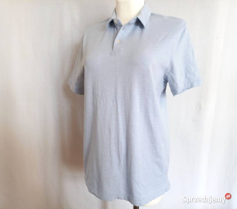 koszulka męska POLO niebieska melanż r M Slim Odzież codzienna Białystok