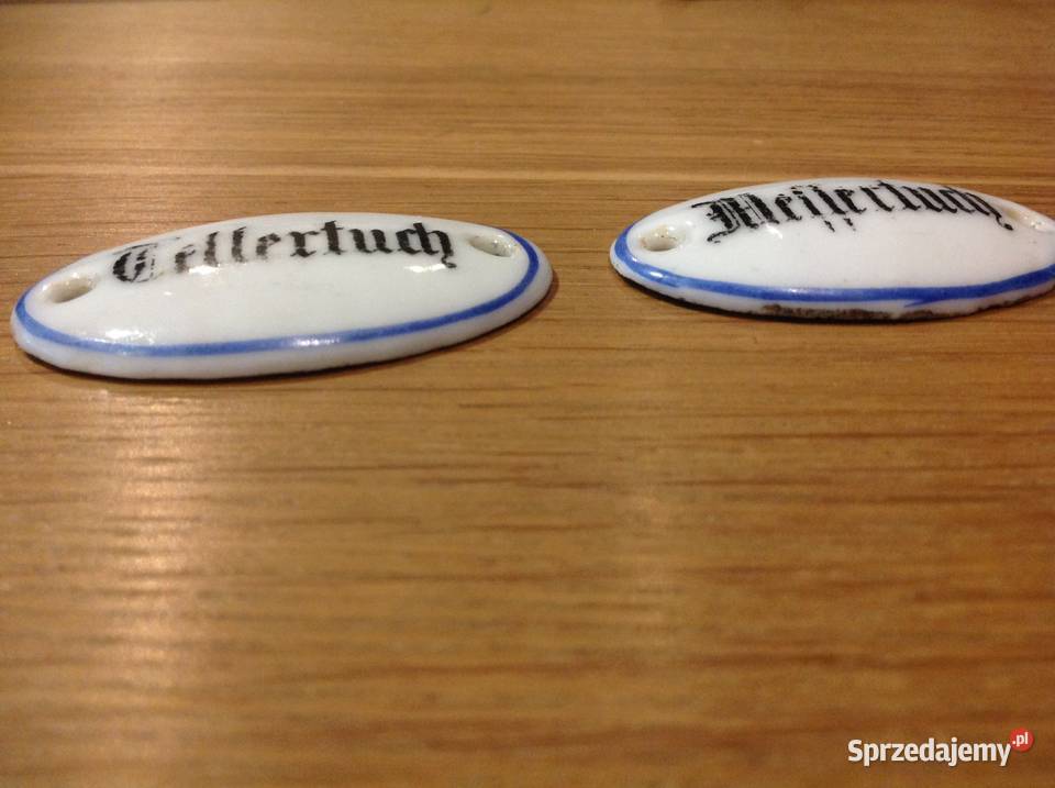 Stary Szyld Porcelanowy Tabliczka 2 Sygnowany Nowa Sól