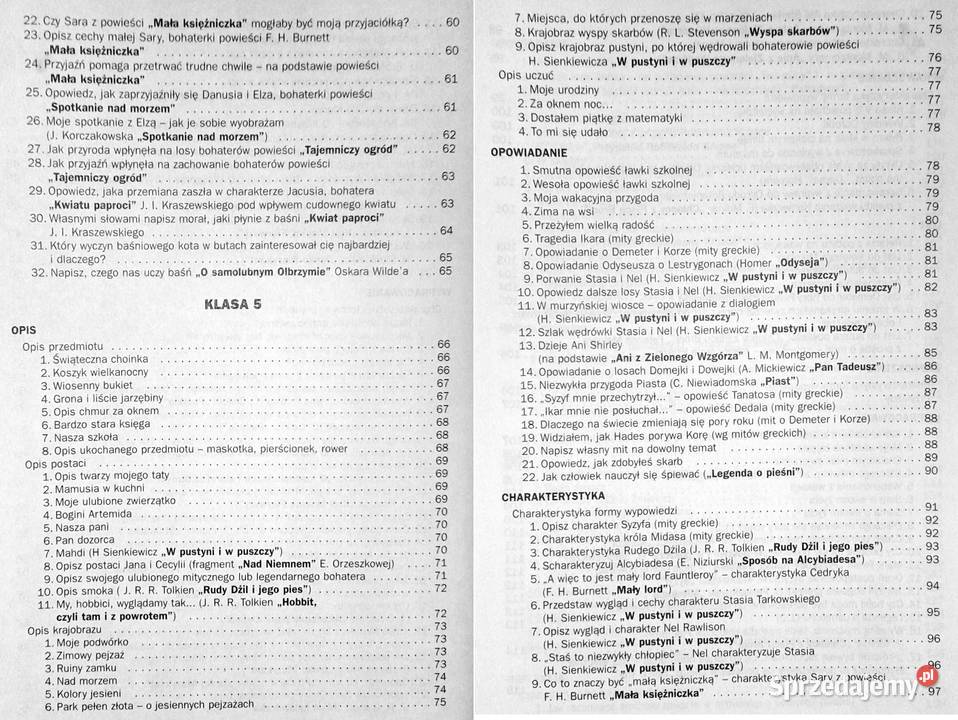 Wzory wypracowań Szkoła podstawowa Bogumiła