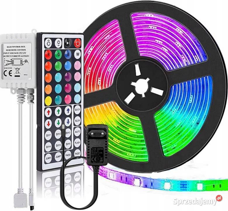 TAŚMA LED RGB 5M Mocna Kolorowa PILOT ZASILACZ Wrocław