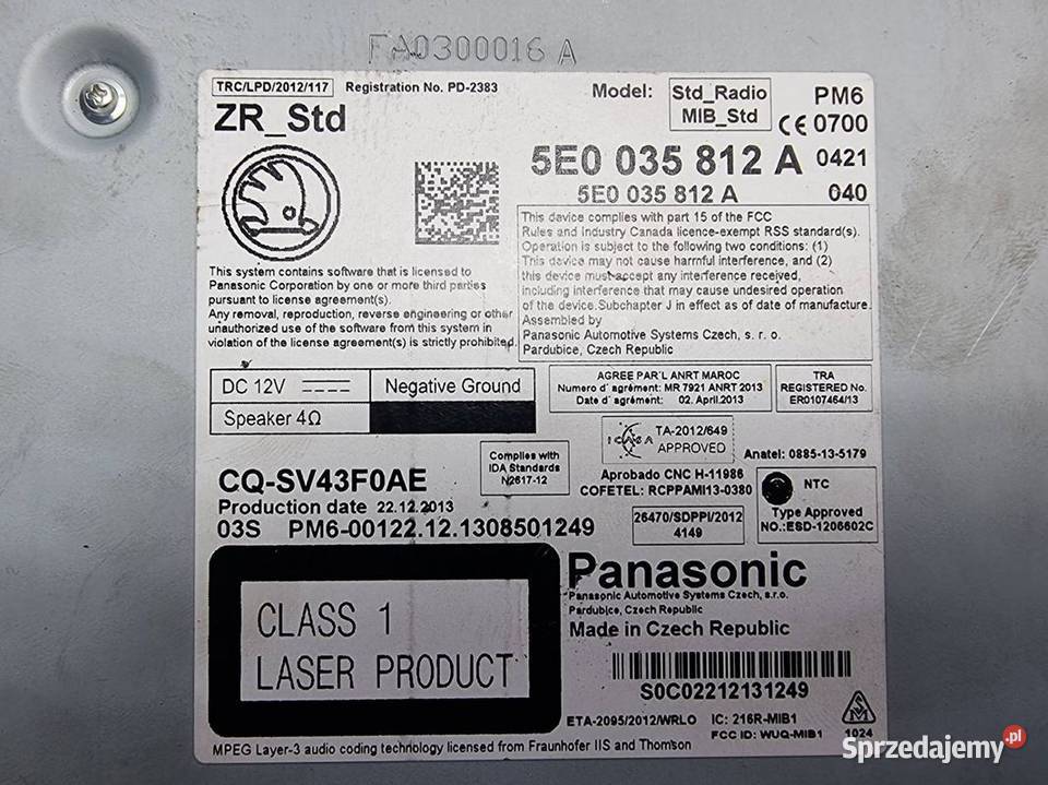 CZYTNIK NAWIGACJI SKODA OCTAVIA III 5E0035812A Lipno