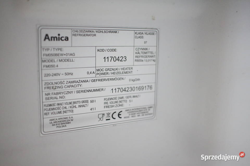 Lodówka jednodrzwiowa Amica FM0504 śląskie Pszczyna