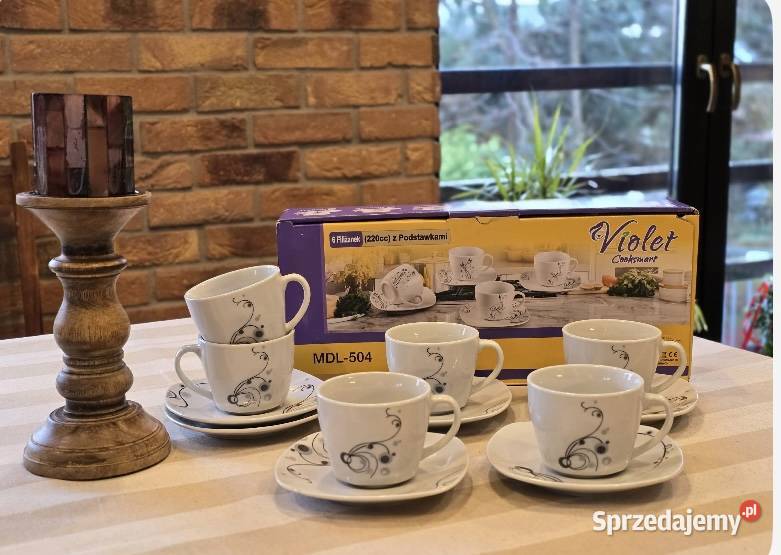 69 Zestaw 6 sztuk filiżanek ze spodkami VIOLET Zabrze