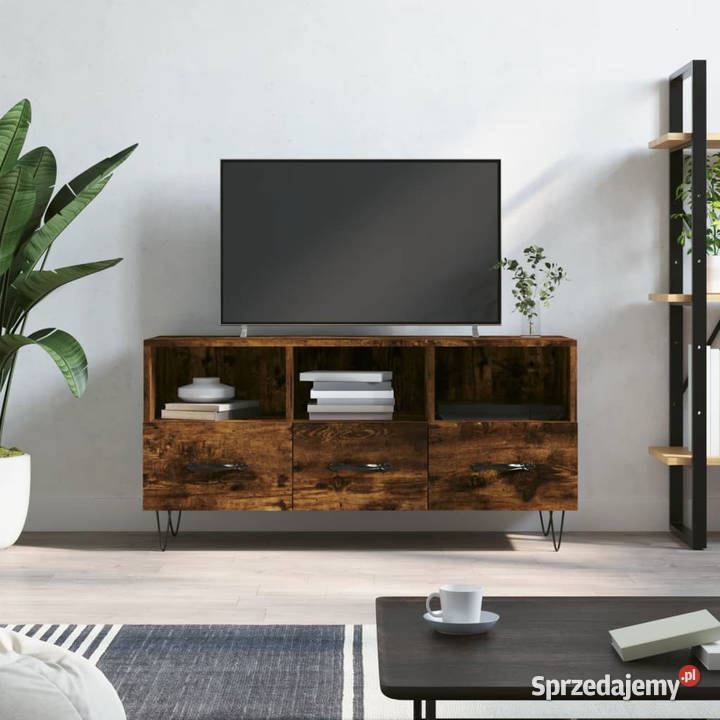Szafka pod TV przydymiony dąb 102x36x50 WM829033 Warszawa