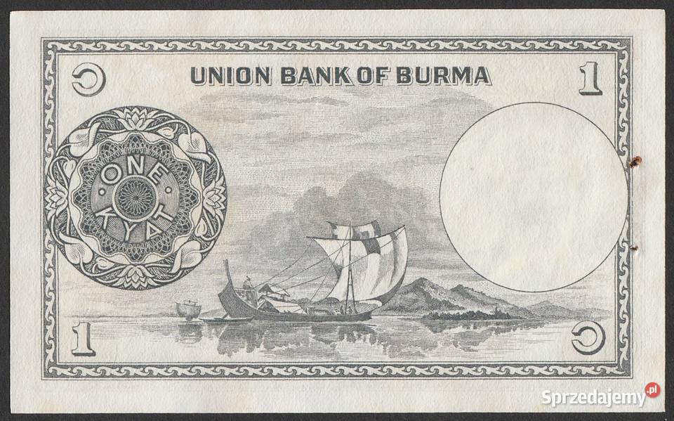 BIRMA 1 KYAT 1958 STAN BANKOWY UNC łódzkie Łódź sprzedam