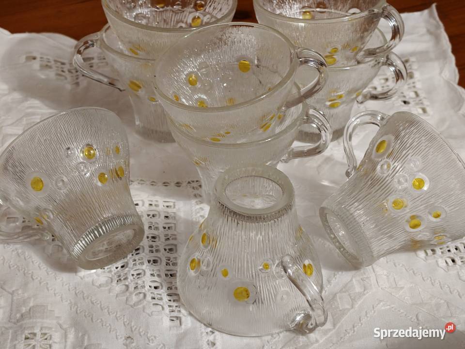 Filiżanki szklaneczki szkło PRL Legnica