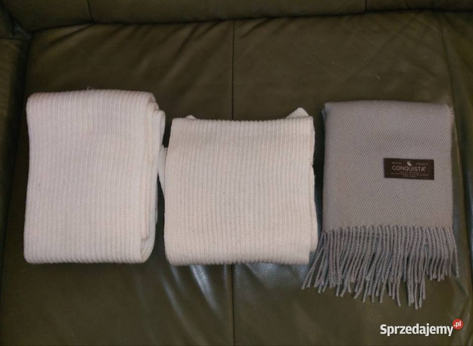 Szalik szaliki biały białe i szary zestaw Uniseks Galanteria i dodatki Kołobrzeg sprzedam