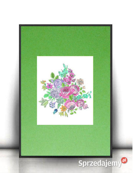 kwiatki plakat a4 zielony plakat 21x30 obrazek z Opole sprzedam