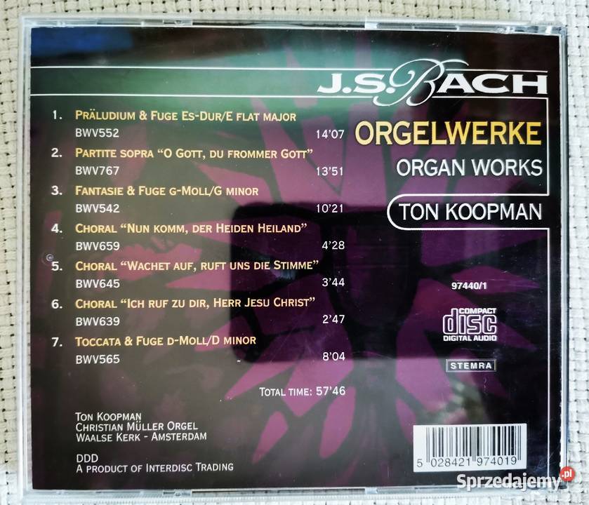J S BACH muzyka organowa 6 CD Ząbki