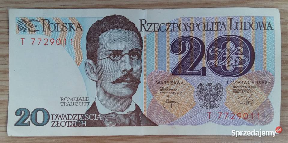 Banknot 20 z PRLu z Romualdem Trauguttem Gliwice
