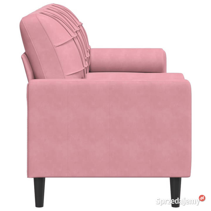 3osobowa sofa z poduszkami różowa 180 aksamit Warszawa