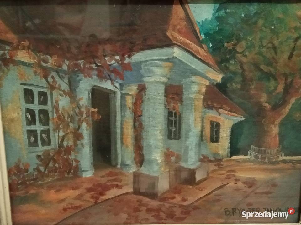 Piękny stary obraz olejny dworek B Rychter małopolskie Kraków