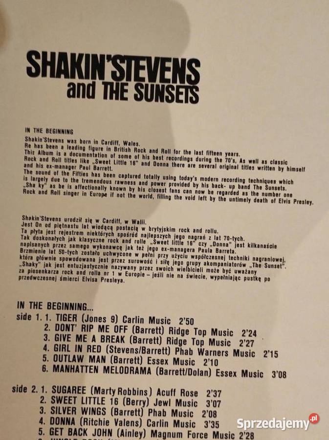 1980 Shakin Stevens And The Sunsets In The 1 płyta Muzyka sprzedam