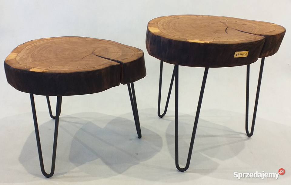 Stolik kawowy zestaw plaster dębu loft Długołęka