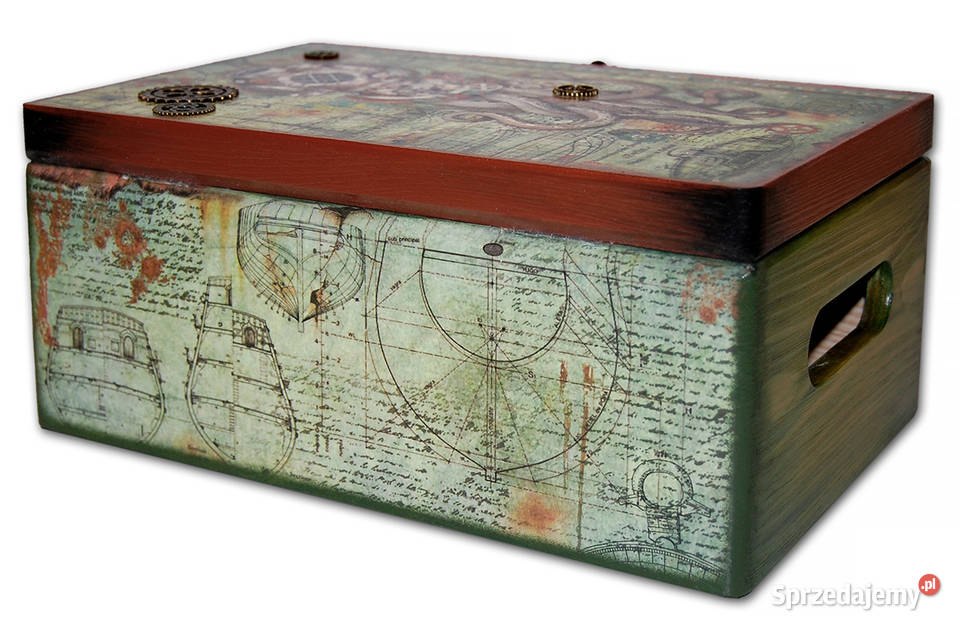 KUFEREK drewniana skrzynka SEA STEAMPUNK Bydgoszcz
