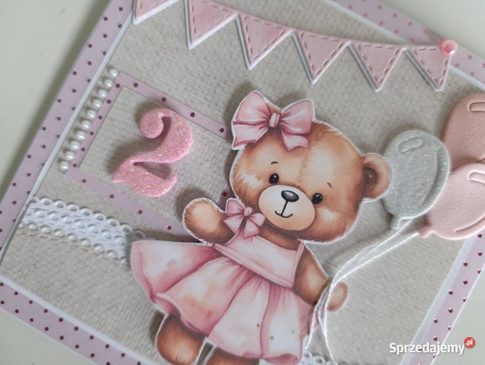 Kartka urodzinowa ręcznie robiona miś Łódź