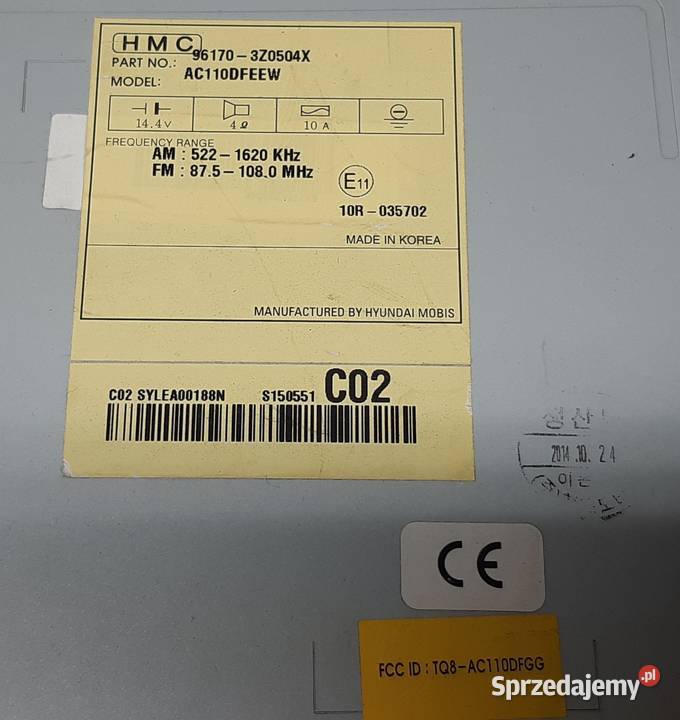 RADIO HYUNDAI I40 961703Z0504X AC110DFEEW dolnośląskie Mielęcin sprzedam