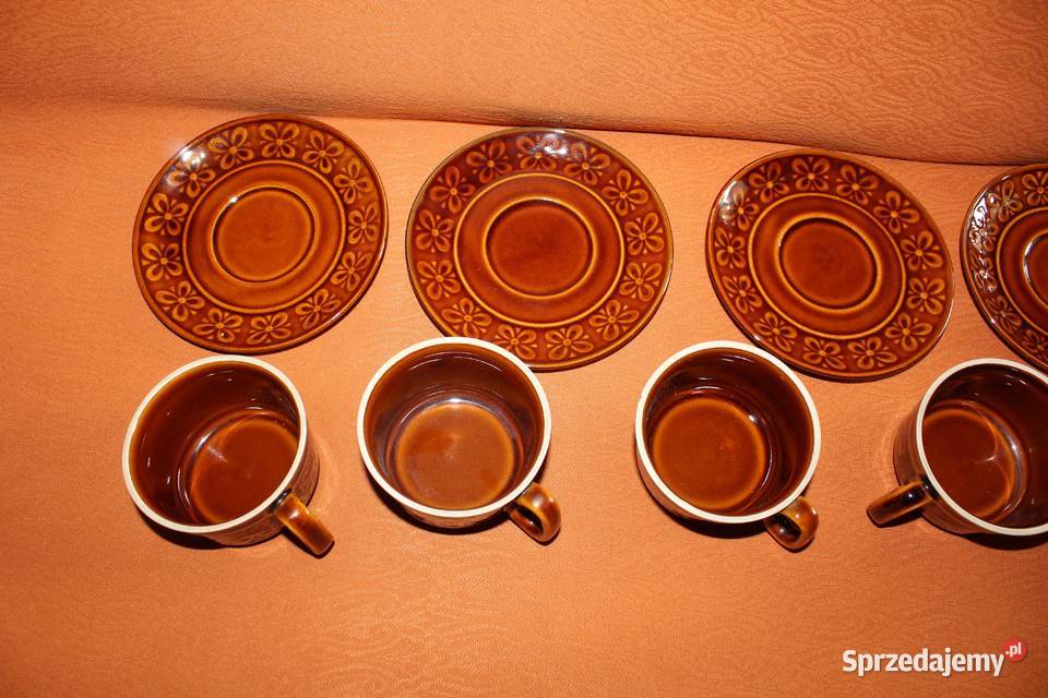 Filiżanki z talerzykami Kokardki Ceramika Chorzów