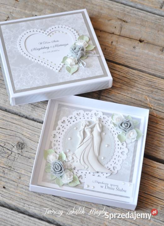 Kartka na ślub w pudełku ręcznie robiona Słupsk