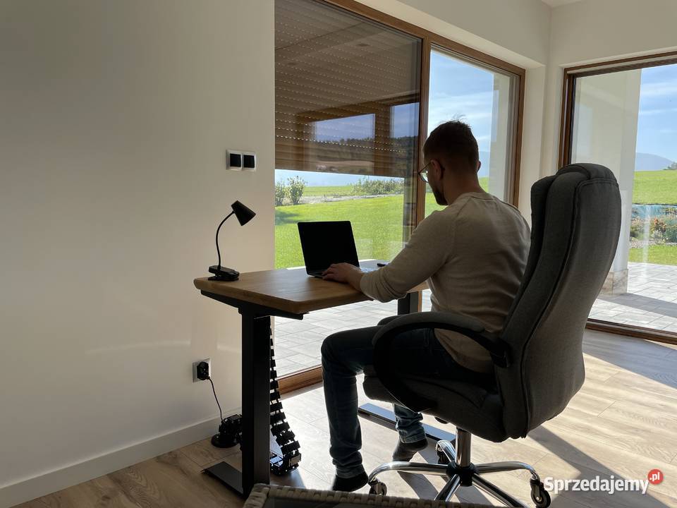 Biurko dębowe regulowane elektrycznie lite małopolskie Myślenice sprzedam