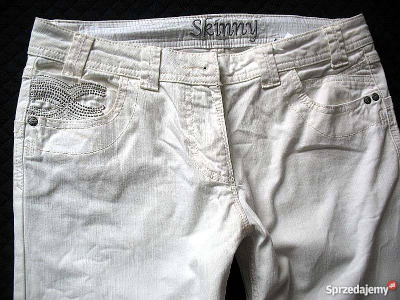 SPODNIE JEANSY DŻINSY DAMSKIE BIAŁE 40 L Spodnie Siedlce