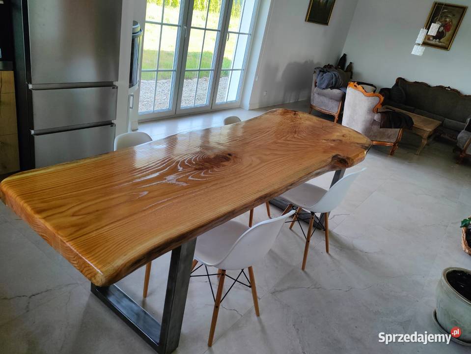 Stół z jednego bala 280x100x10 dąb live edge oak 100cm Stoły, krzesła, biurka Przysucha