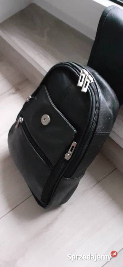 Plecaczek skórzany polskiego producentaczarny Gdańsk